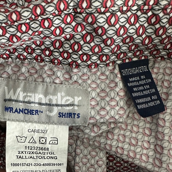 Wrangler Men’s 2XT Western Snap Shirt Red Geometric Print - Picture 4 of 5